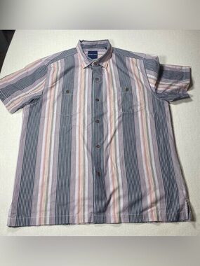 Tommy Bahama Short-Sleeve Striped Button-Up silk blend shirt